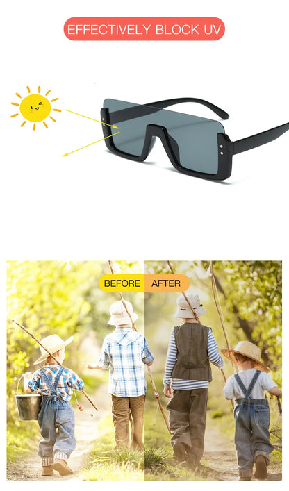 Cute Kids Sunglasses Rectangle Fashion Children Sun Glasses Half Frame Kids Glasses Protection Shades Boys Girls Eyewear UV400
